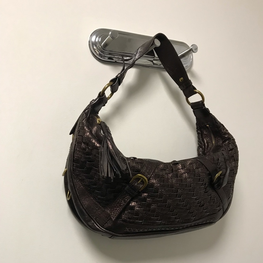 Pretty Purple Brass Weave Accented Crescent Shaped Bag! - Picture 7 of 16